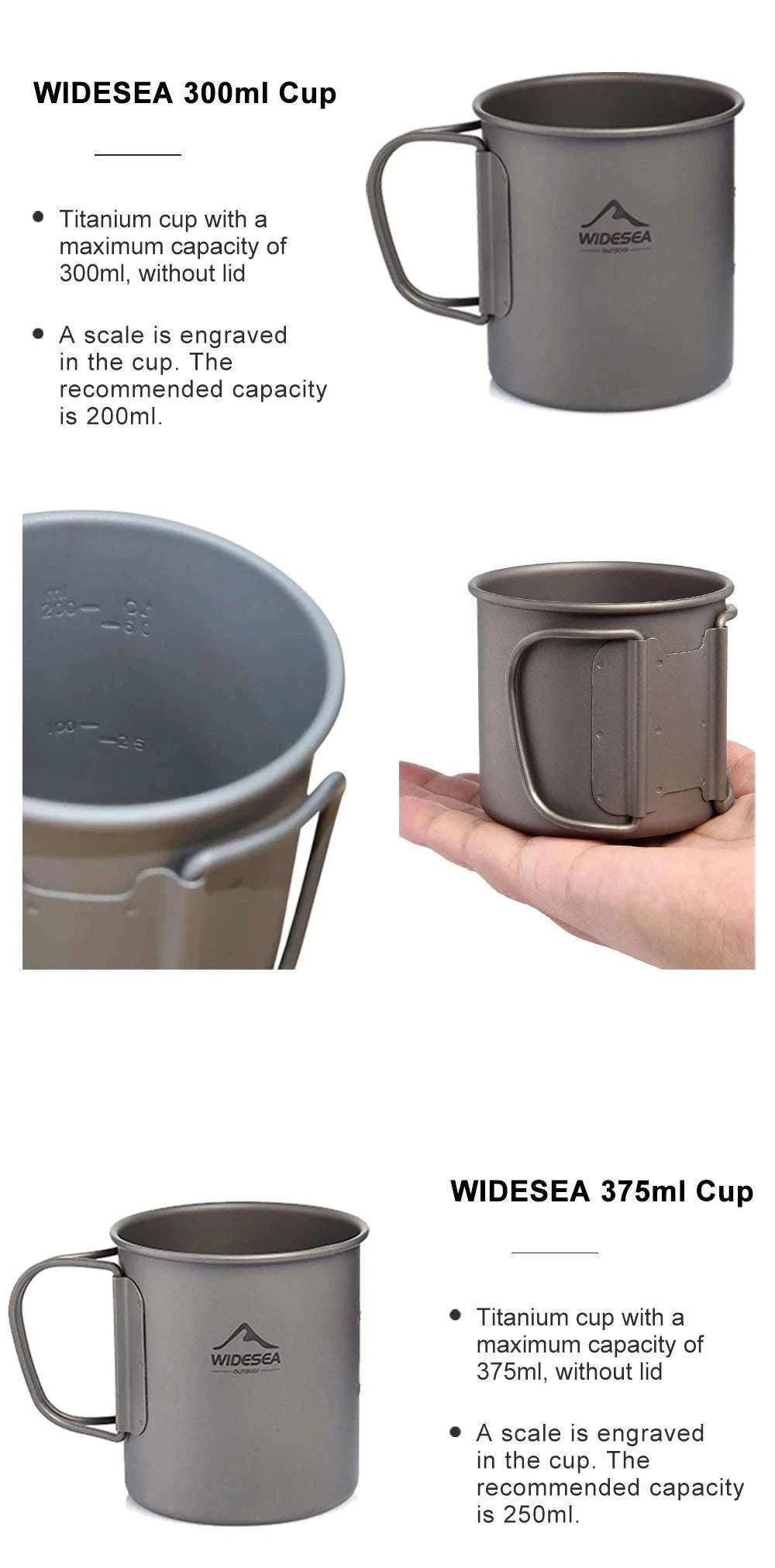 Camping Titanium Mug 0.6L-Titanium Cup 600ML / China Mainland