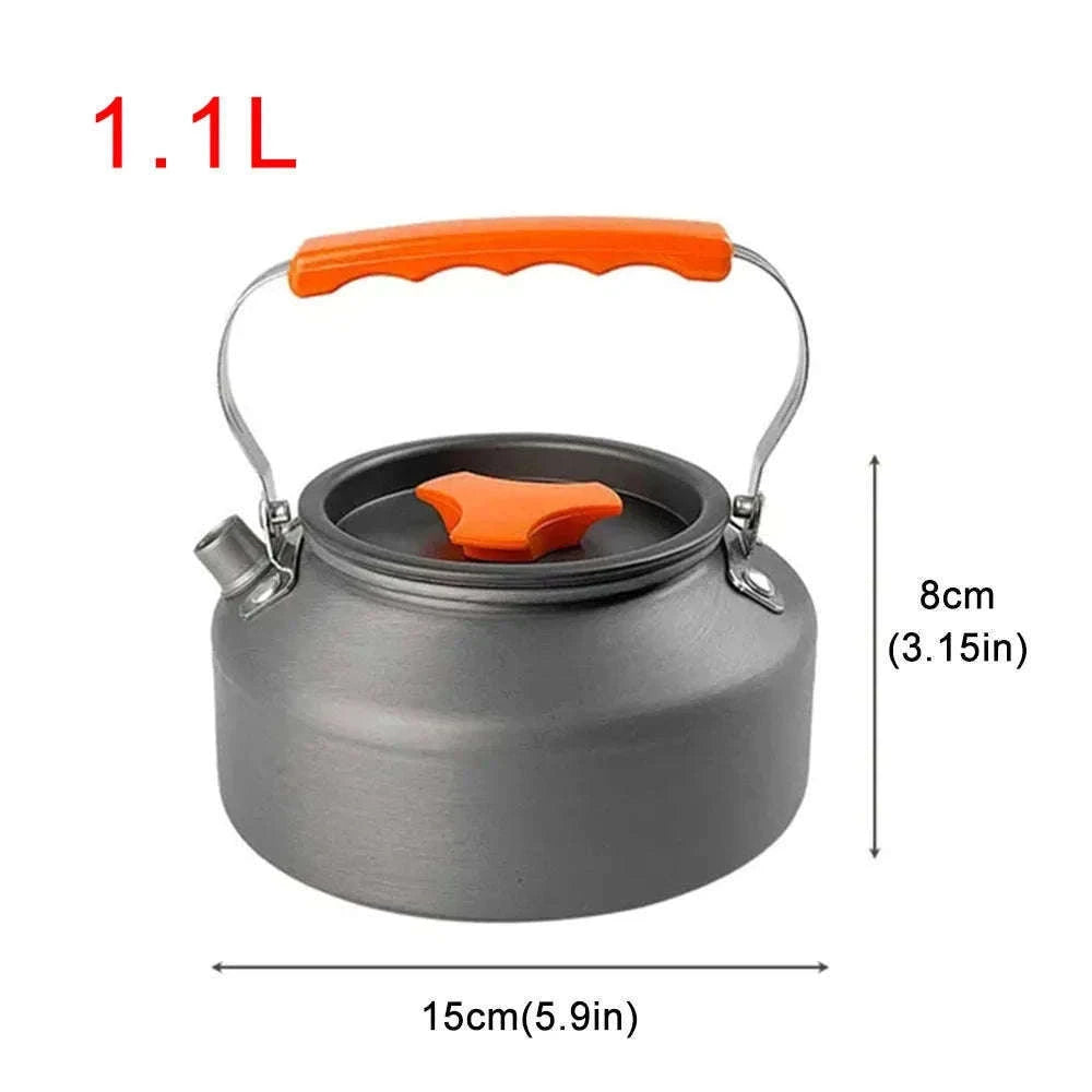 Camping Water Kettle Lightweight Aluminium Alloy 1.1L for Outdoor Travel Hiking Picnic-Dark Grey