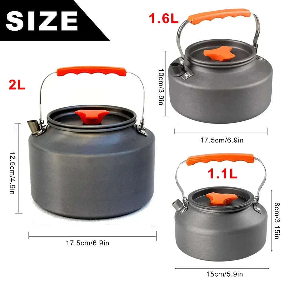 Camping Water Kettle Lightweight Aluminium Alloy 1.1L for Outdoor Travel Hiking Picnic-Dark Grey