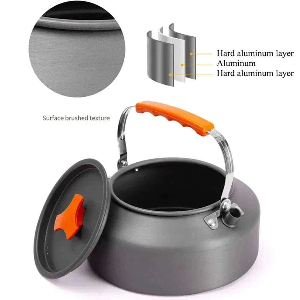 Camping Water Kettle Lightweight Aluminium Alloy 1.1L for Outdoor Travel Hiking Picnic-Dark Grey