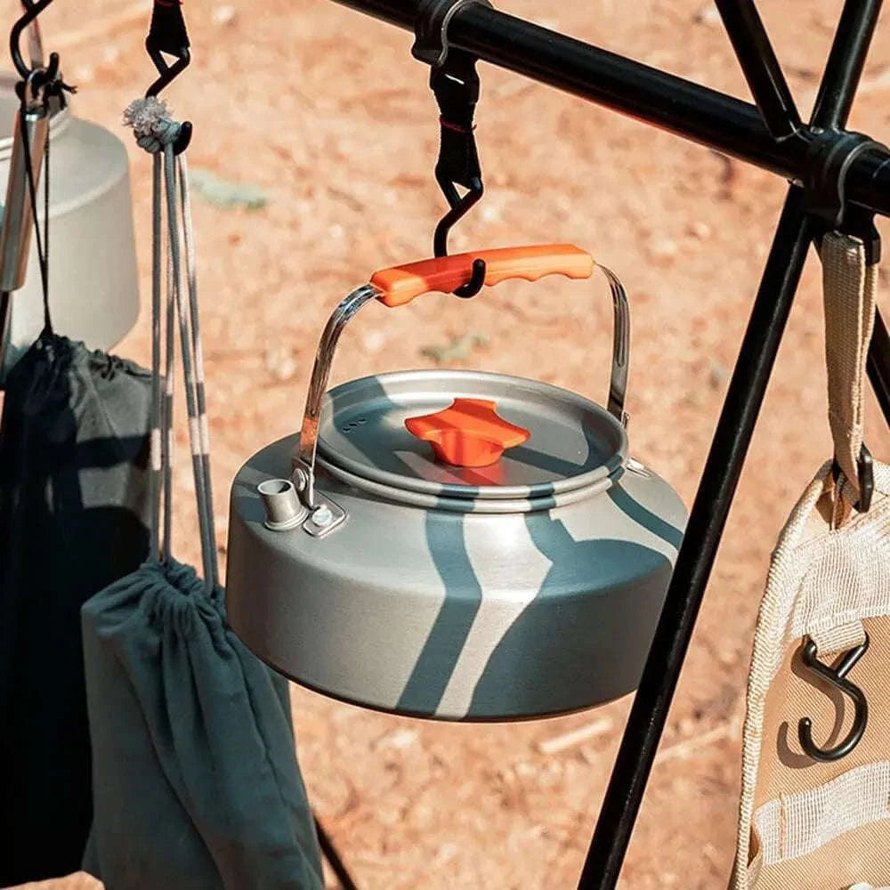 Camping Water Kettle Lightweight Aluminium Alloy 1.1L for Outdoor Travel Hiking Picnic-Dark Grey