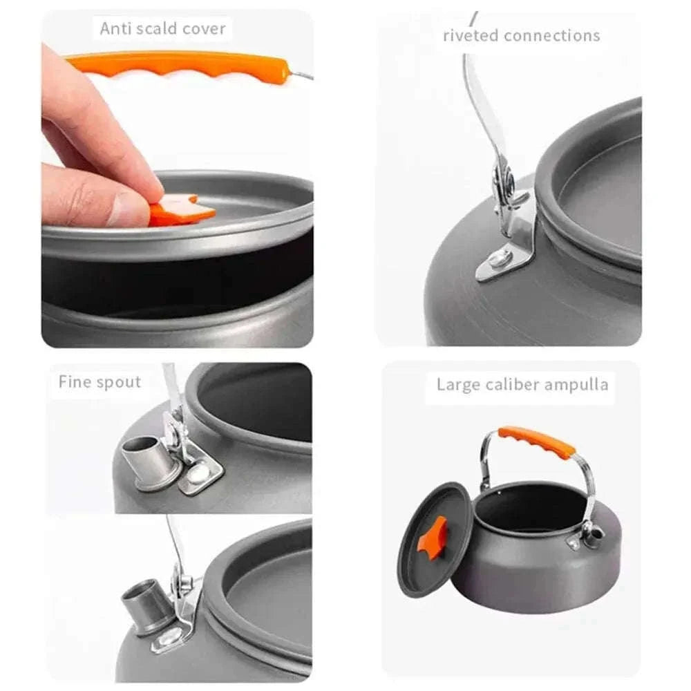 Camping Water Kettle Lightweight Aluminium Alloy 1.1L for Outdoor Travel Hiking Picnic-Dark Grey