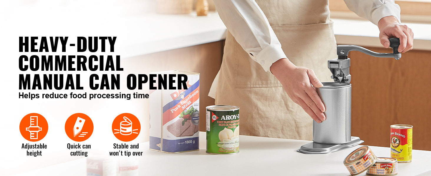 Commercial Manual Can Opener with Table Clamp & Adjustable Height