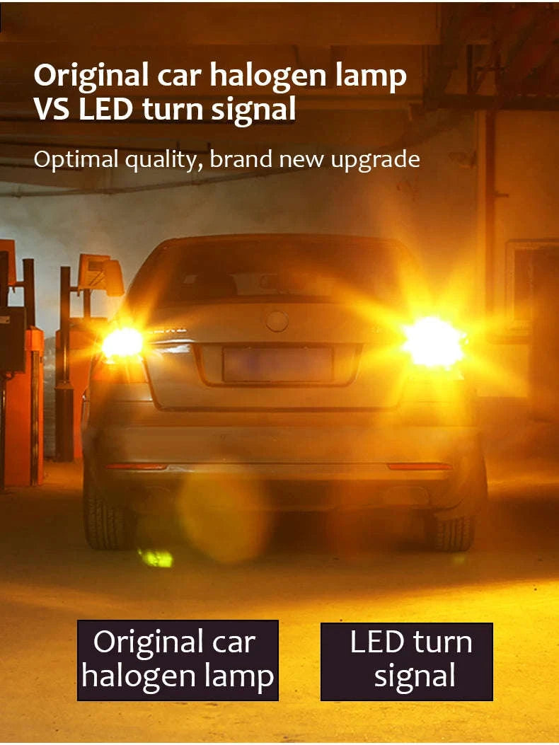 Canbus LED Turn Signal Bulbs Dual Color 12V 2-Pack-1156 BAU15S PY21W / White-Yellow