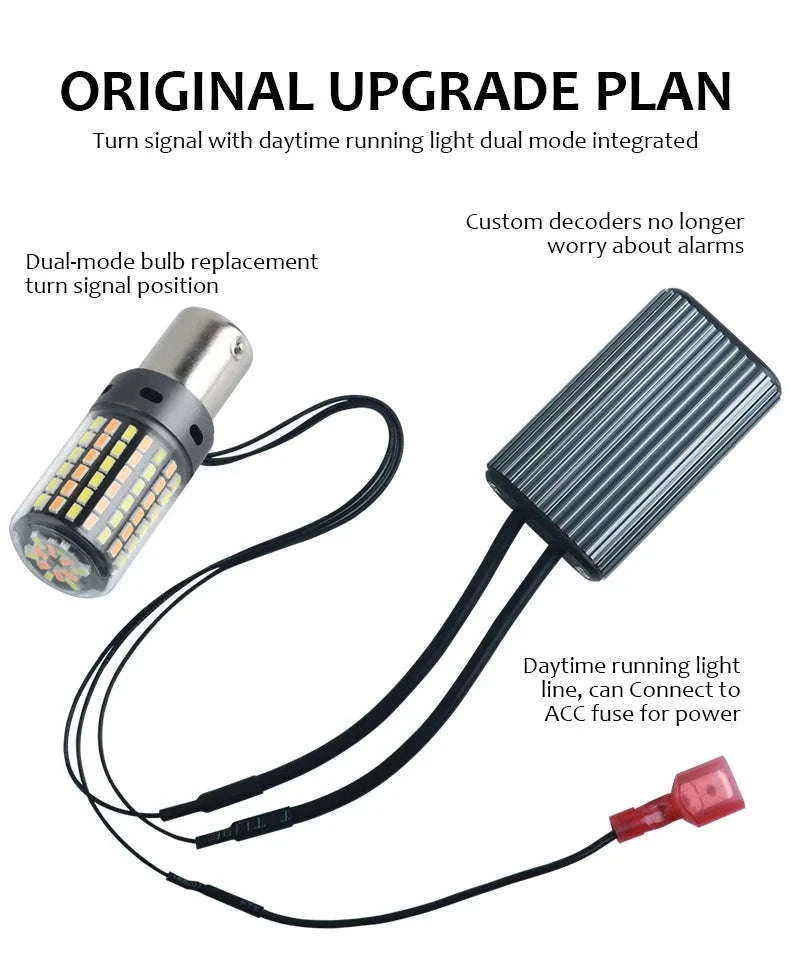 Canbus LED Turn Signal Bulbs Dual Color 12V 2-Pack-1156 BAU15S PY21W / White-Yellow