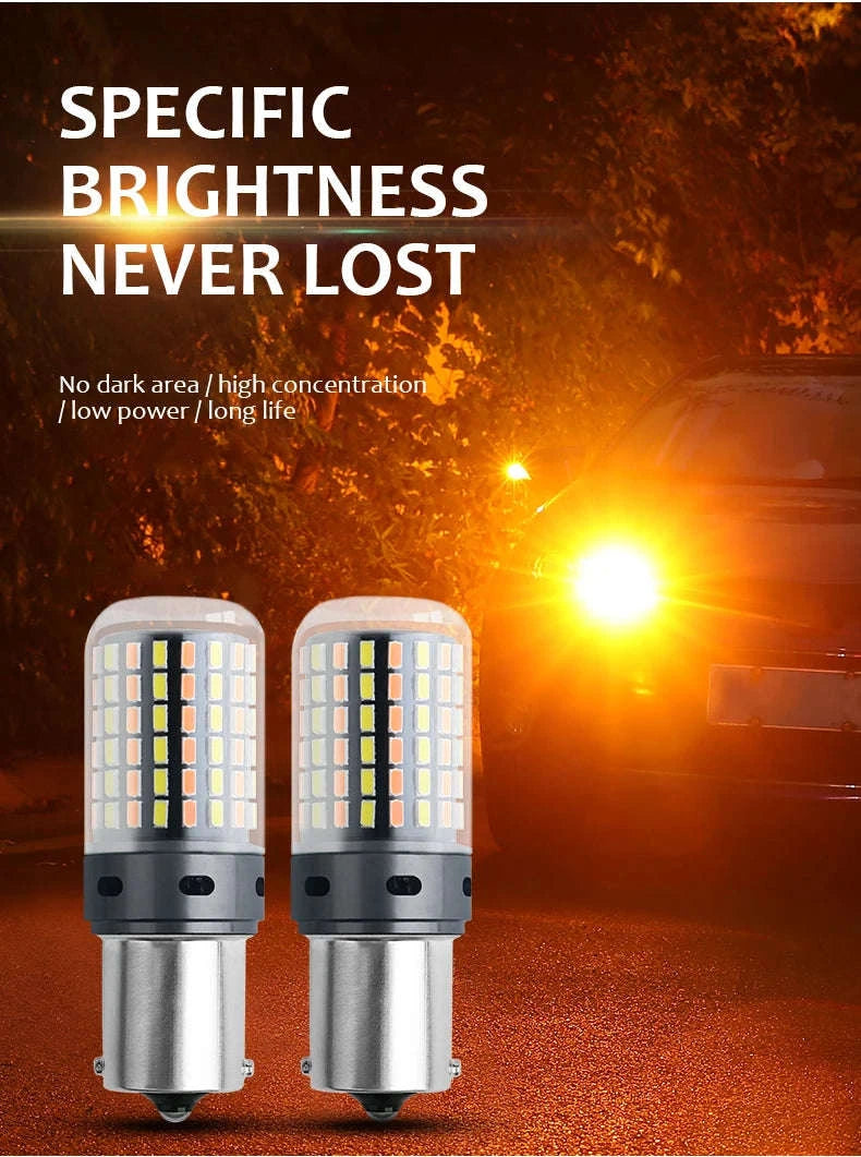Canbus LED Turn Signal Bulbs Dual Color 12V 2-Pack-1156 BAU15S PY21W / White-Yellow
