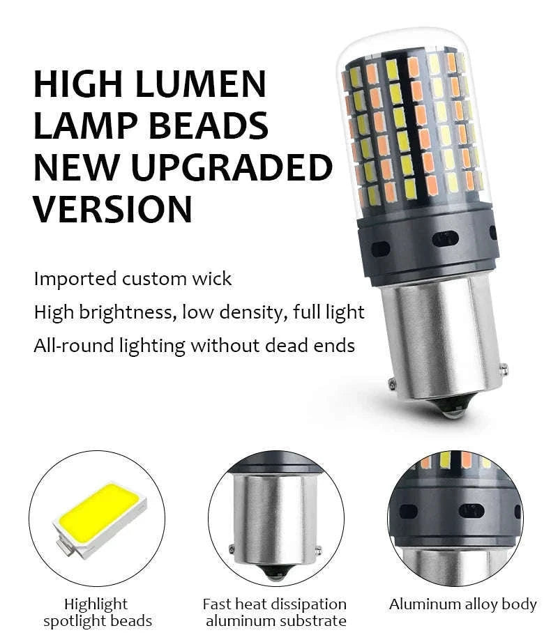 Canbus LED Turn Signal Bulbs Dual Color 12V 2-Pack-1156 BAU15S PY21W / White-Yellow