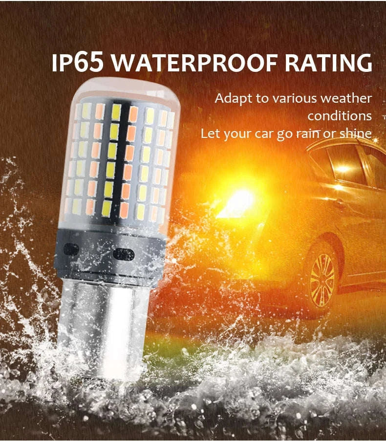 Canbus LED Turn Signal Bulbs Dual Color 12V 2-Pack-1156 BAU15S PY21W / White-Yellow