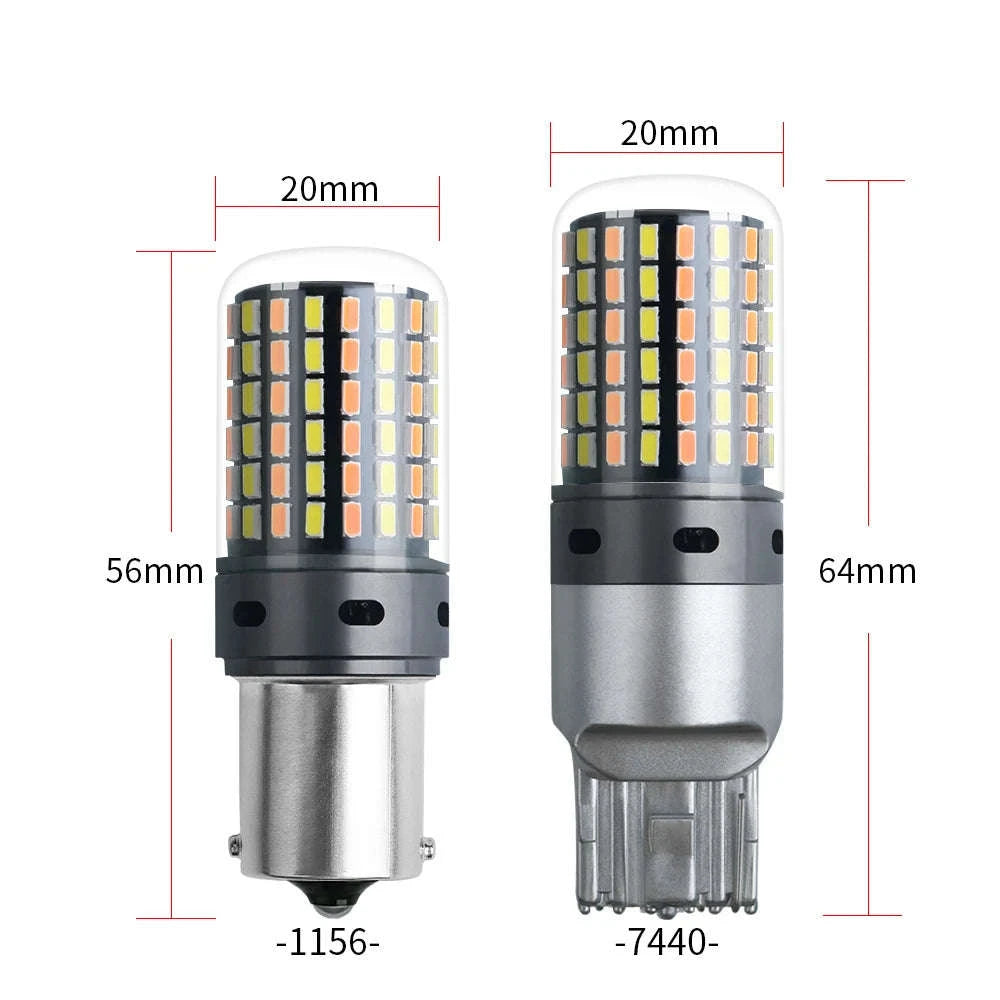 Canbus LED Turn Signal Bulbs Dual Color 12V 2-Pack-1156 BAU15S PY21W / White-Yellow