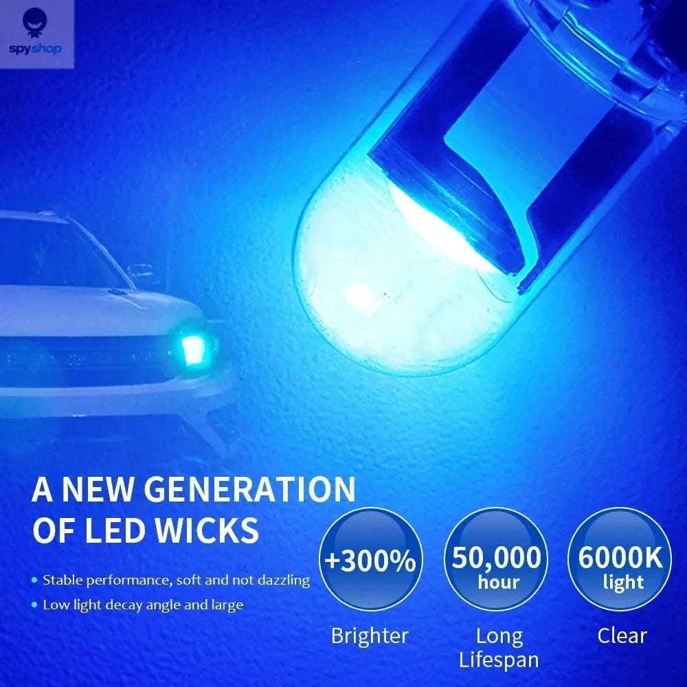 Canbus T10 LED Bulbs 6000K White Interior & Exterior Set-Blue