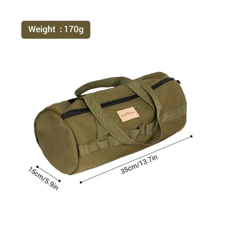 Canvas Camping Storage Bag for Tent Pegs and Small Gear-Army green