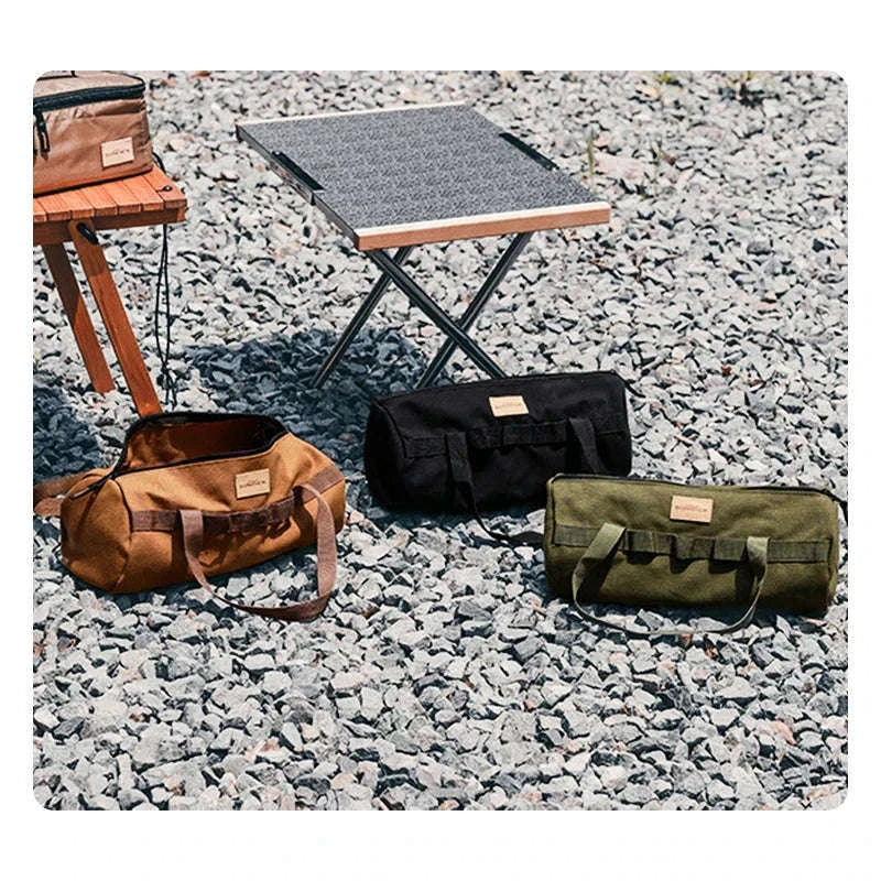 Canvas Camping Storage Bag for Tent Pegs and Small Gear-Army green