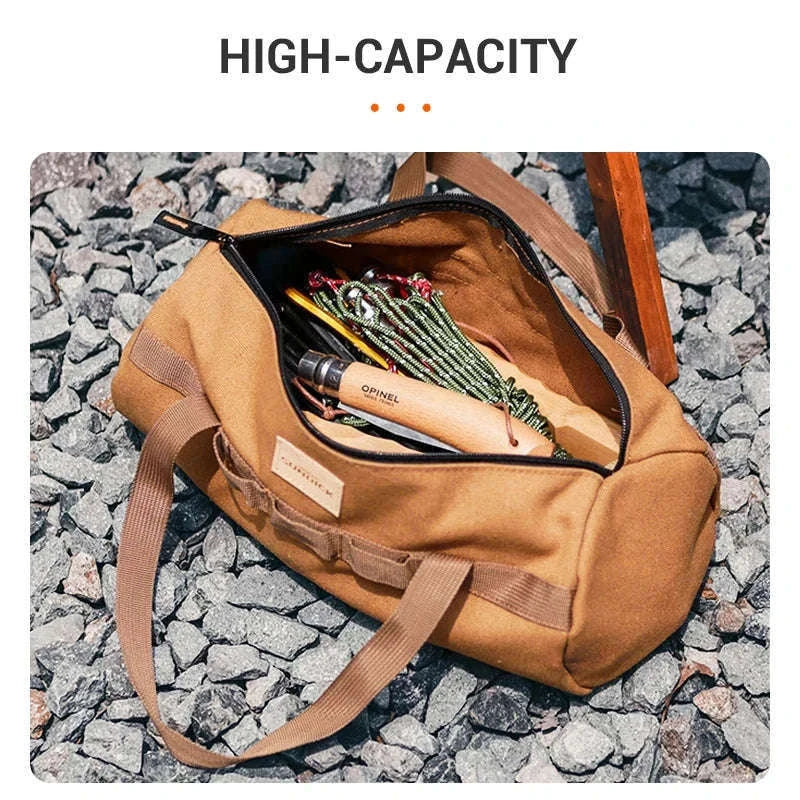Canvas Camping Storage Bag for Tent Pegs and Small Gear-Army green