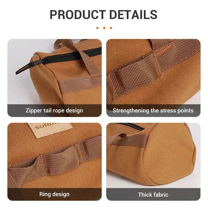 Canvas Camping Storage Bag for Tent Pegs and Small Gear-Army green