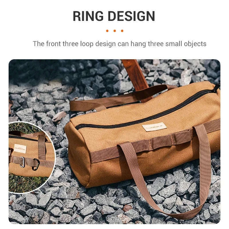 Canvas Camping Storage Bag for Tent Pegs and Small Gear-Army green