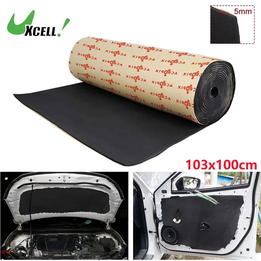Car Acoustic Foam Sound Insulation Mat Black-5mmx200cmx50cm
