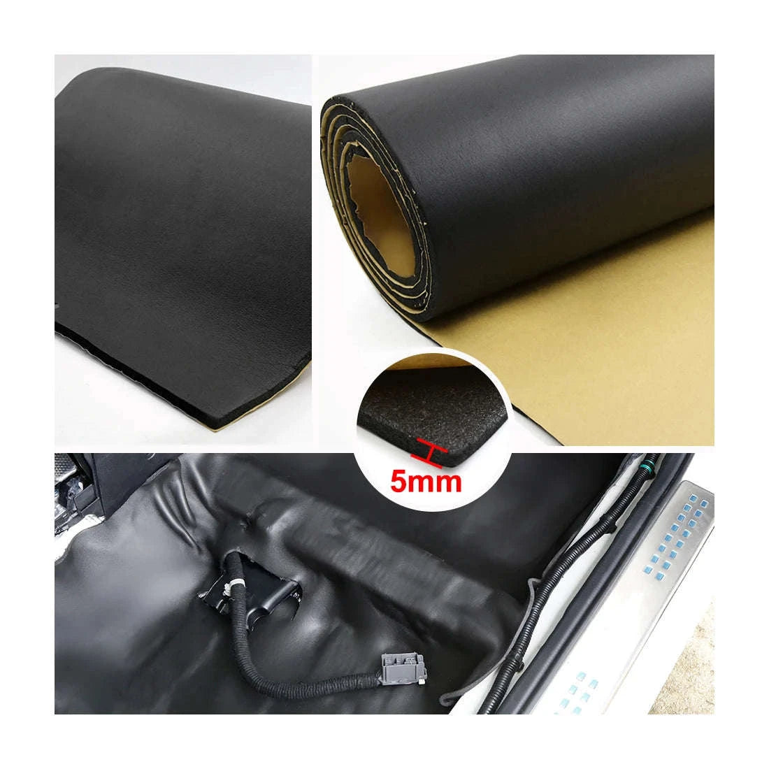 Car Acoustic Foam Sound Insulation Mat Black-5mmx200cmx50cm