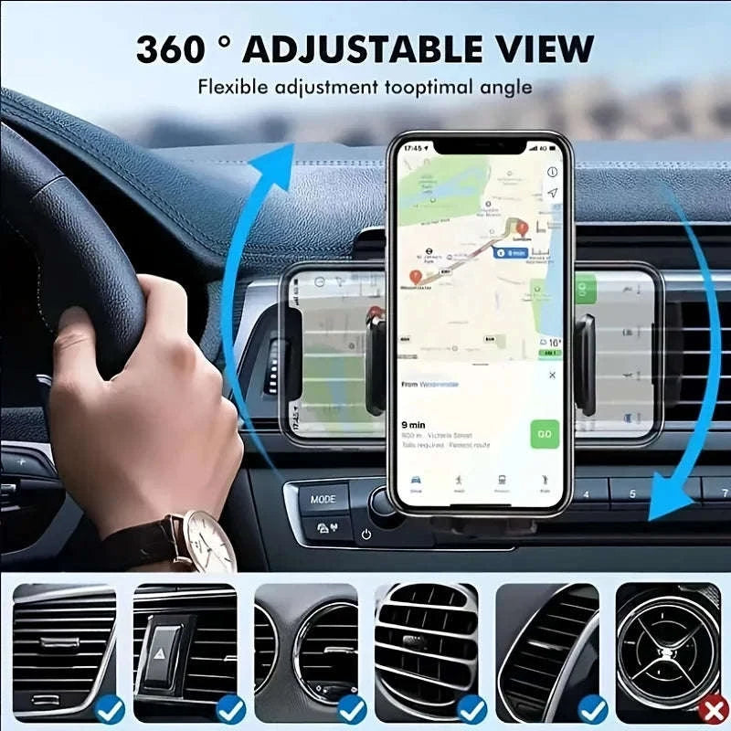 Car Air Vent Clip Phone Holder for 4.7-6.7 Inch Devices-black