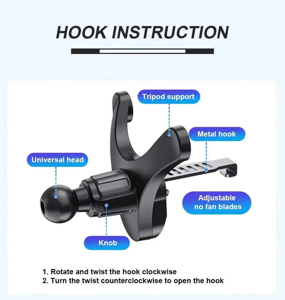 Car Air Vent Phone Holder Anti-Shake Adjustable Mount-Long style 1pc