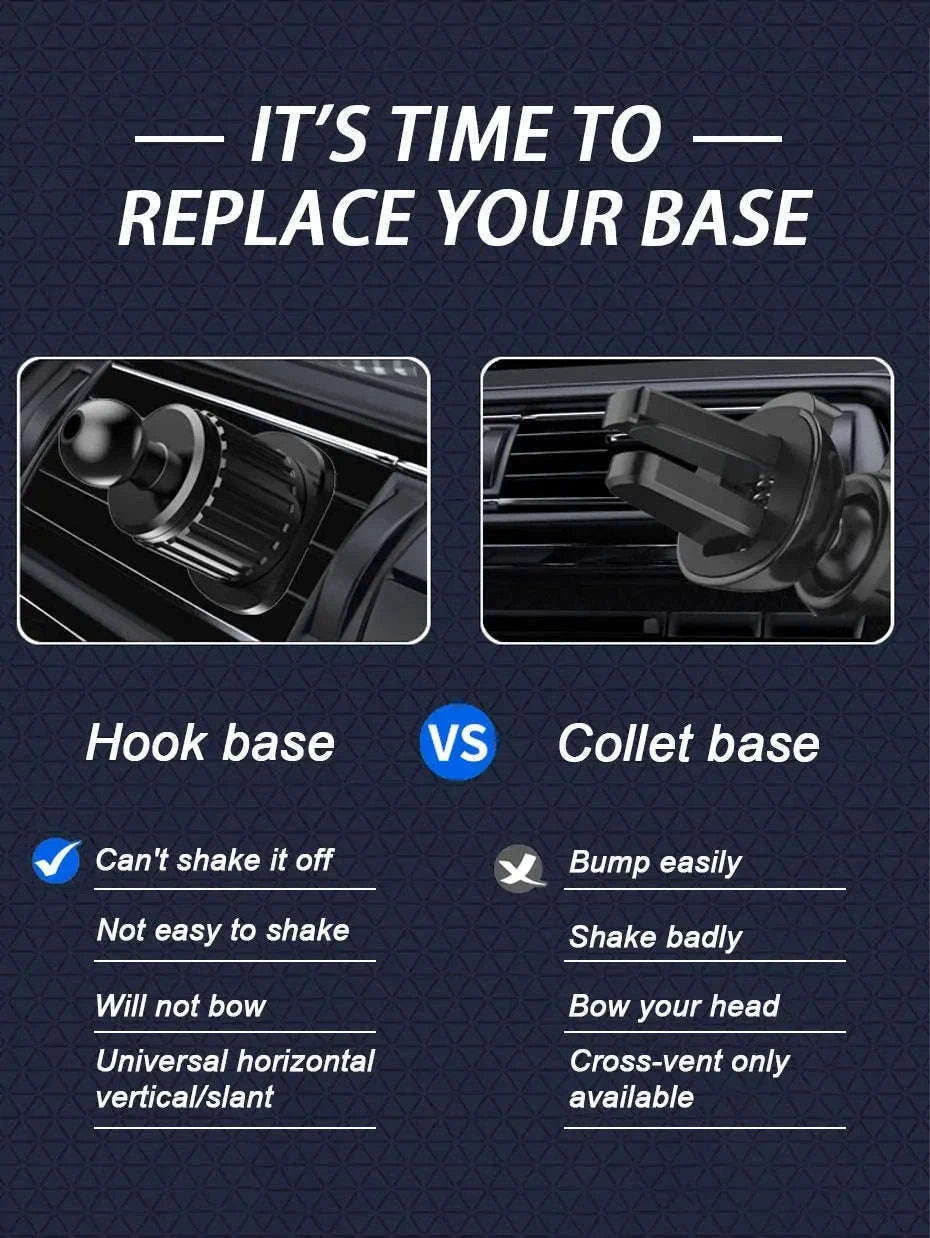 Car Air Vent Phone Holder Gravity Lock Hook Mount 360 Rotation-Long