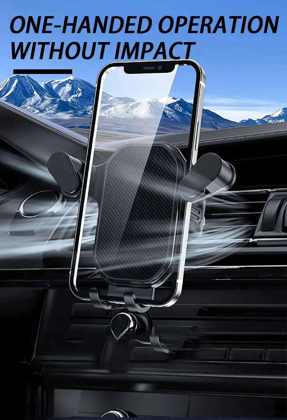 Car Air Vent Phone Holder Gravity Lock Hook Mount 360 Rotation-Long