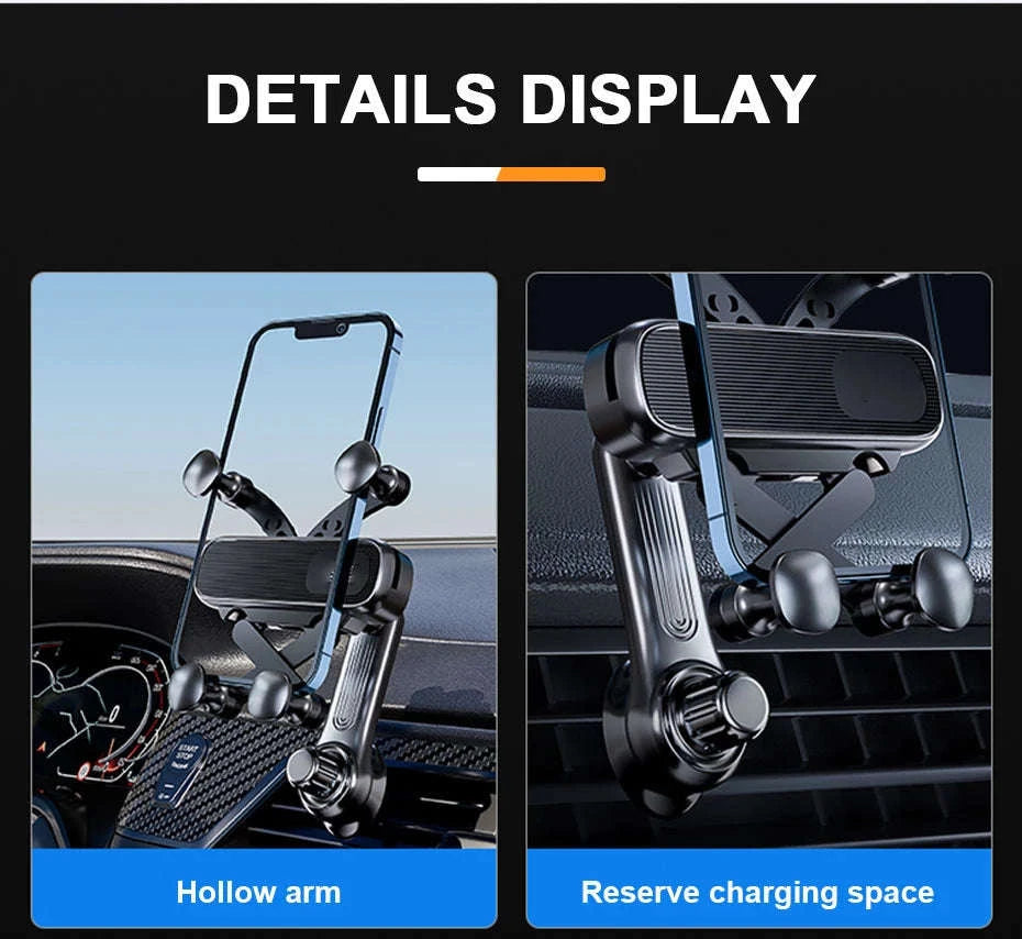 Car Air Vent Phone Holder Gravity Stable Telescopic Mini Mount-Long