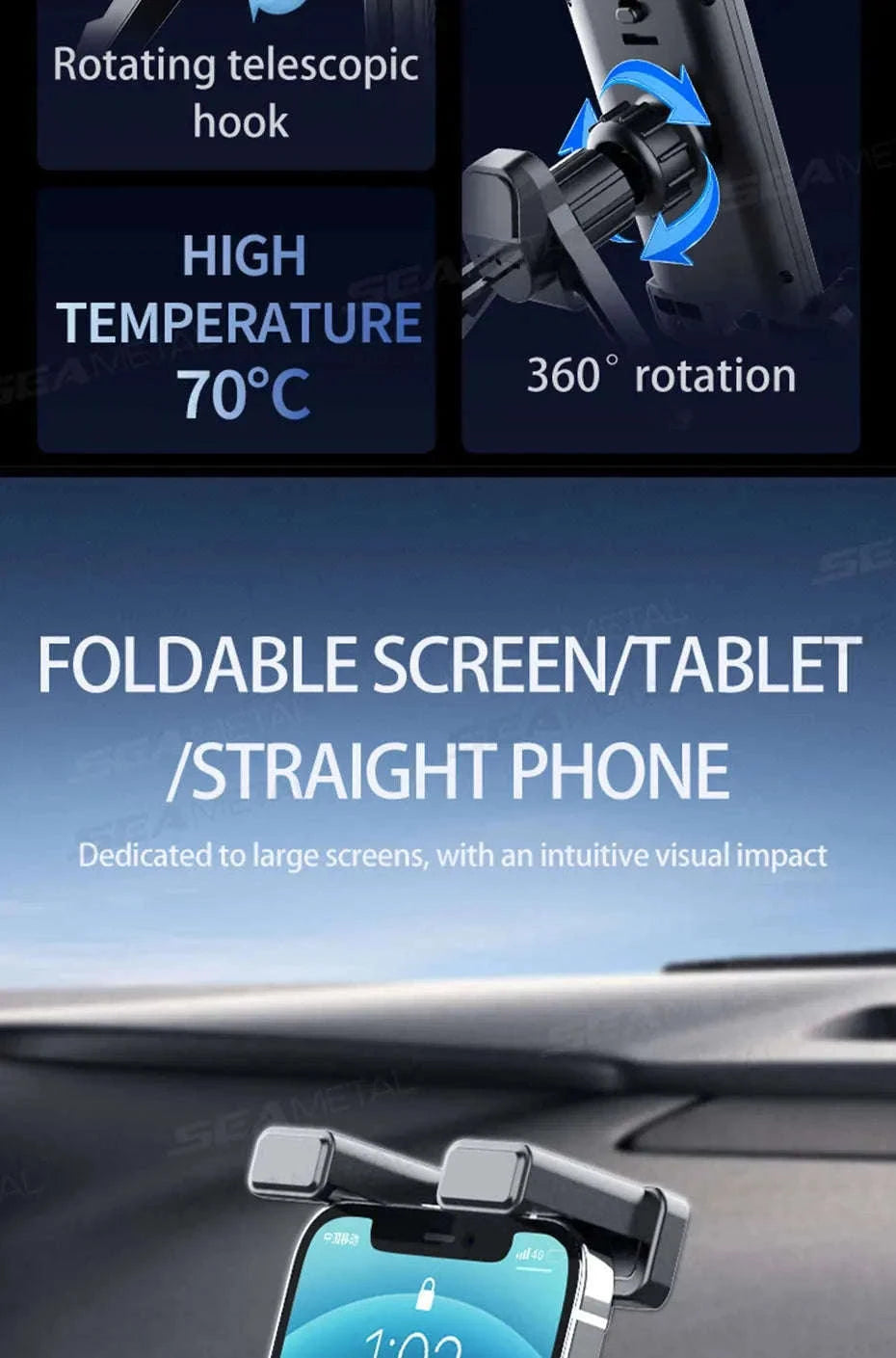 Car Air Vent Tablet Holder for 4.7-12.9 in Devices-1pc