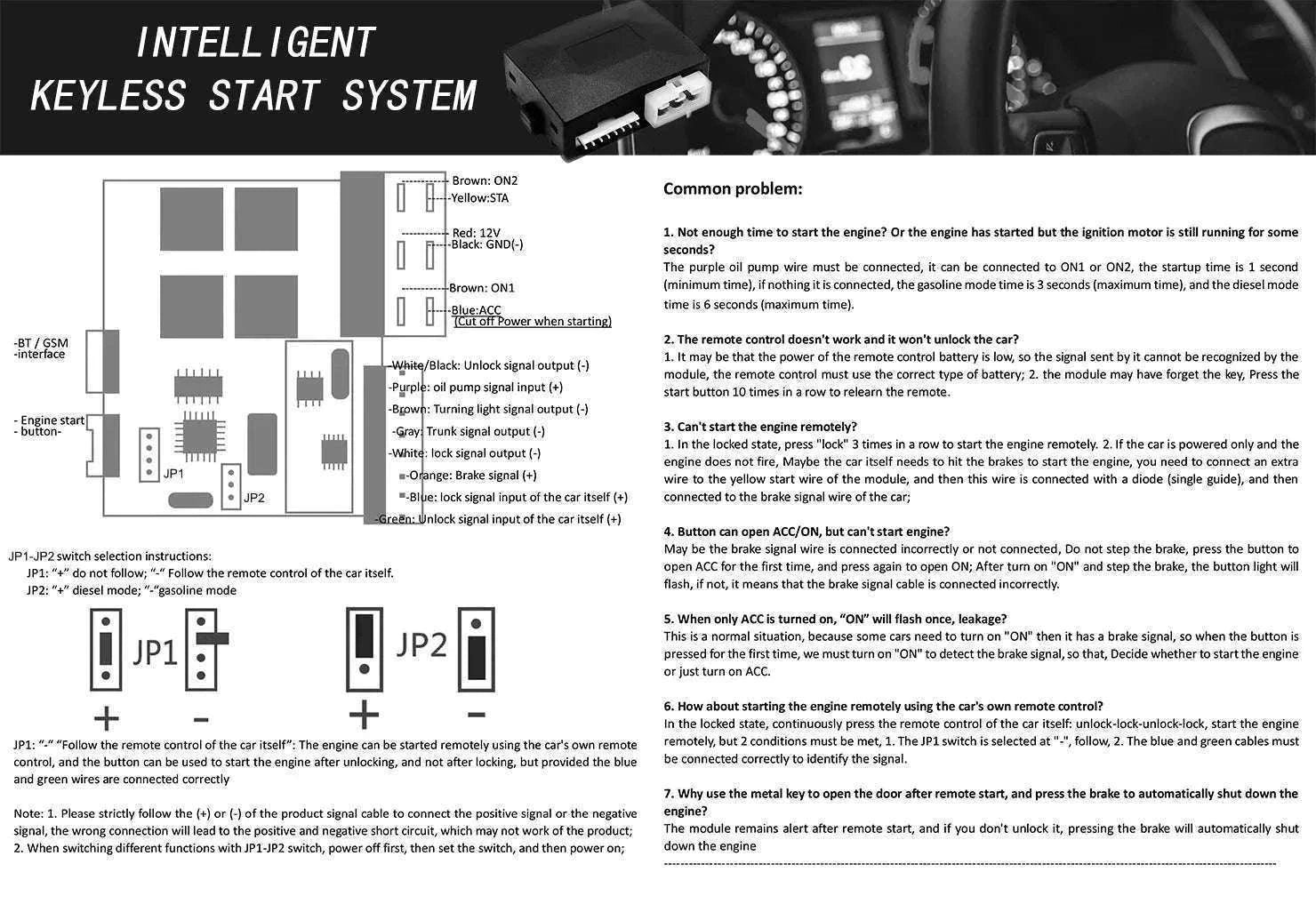 Car Alarm Keyless Entry & Remote Start System with Push Start-K5-9100(FT)