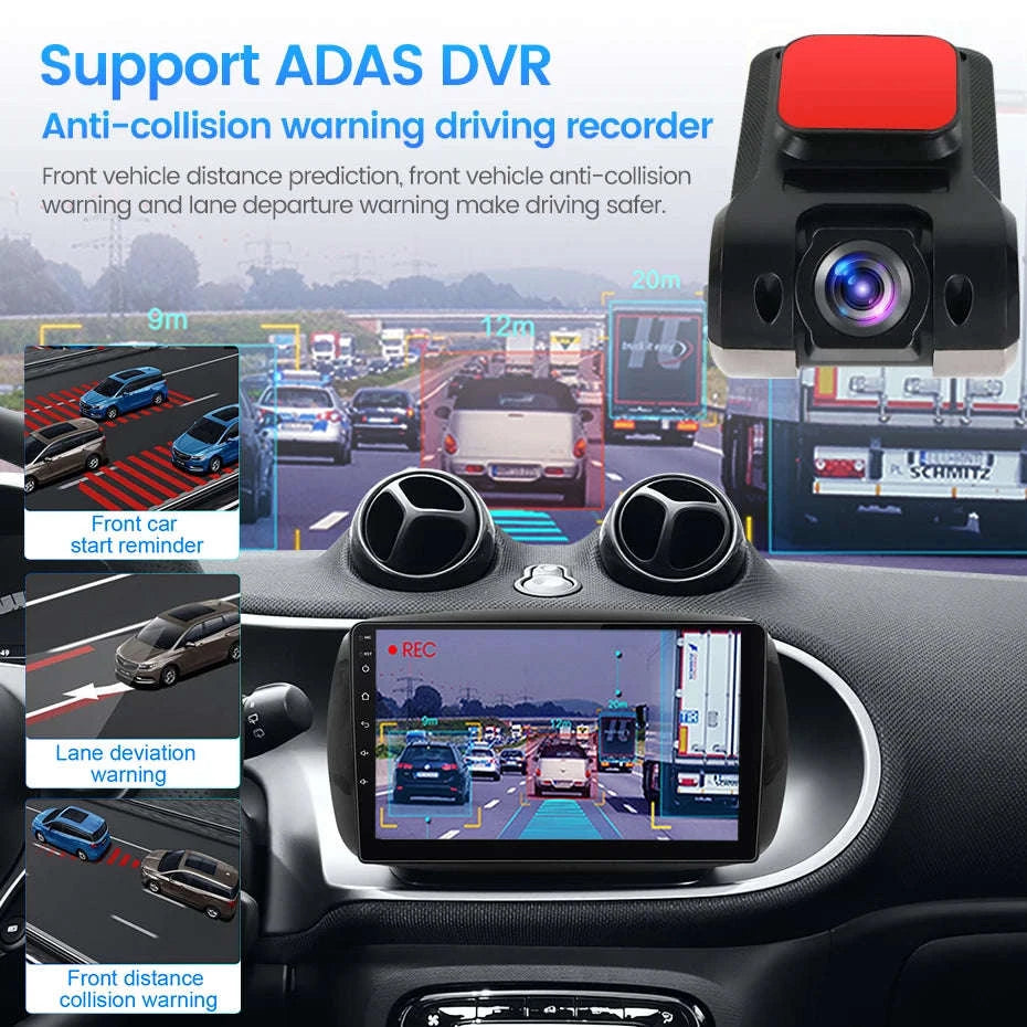 Car Android Navigator USB HD 720P 170° DVR Driving Recorder Media Comes with ADAS Driving Assistance Function Recorder Night-DVR-W6Q / China Mainland
