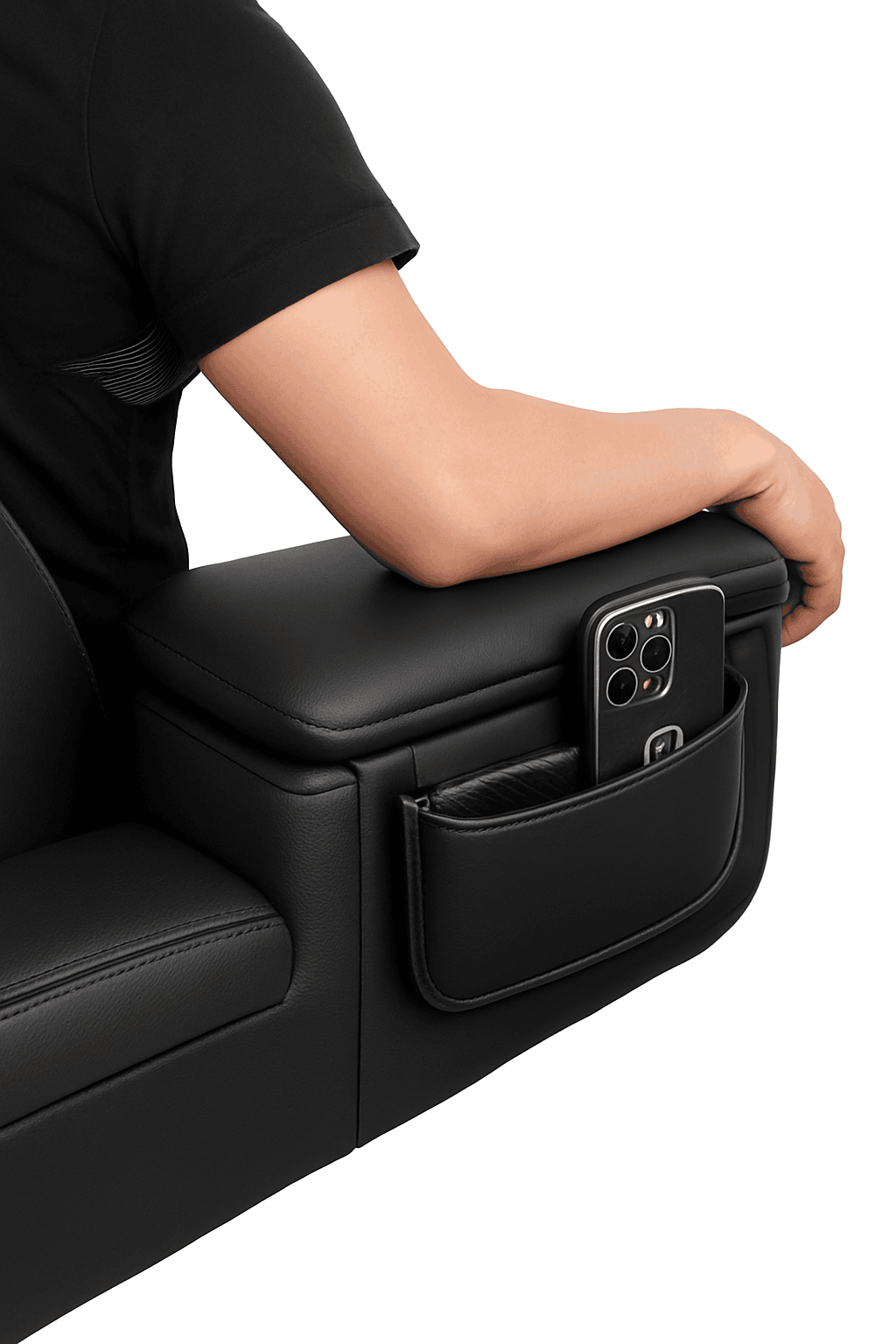 Car Arm Rest Extension Cushion with Storage Bag-Wine