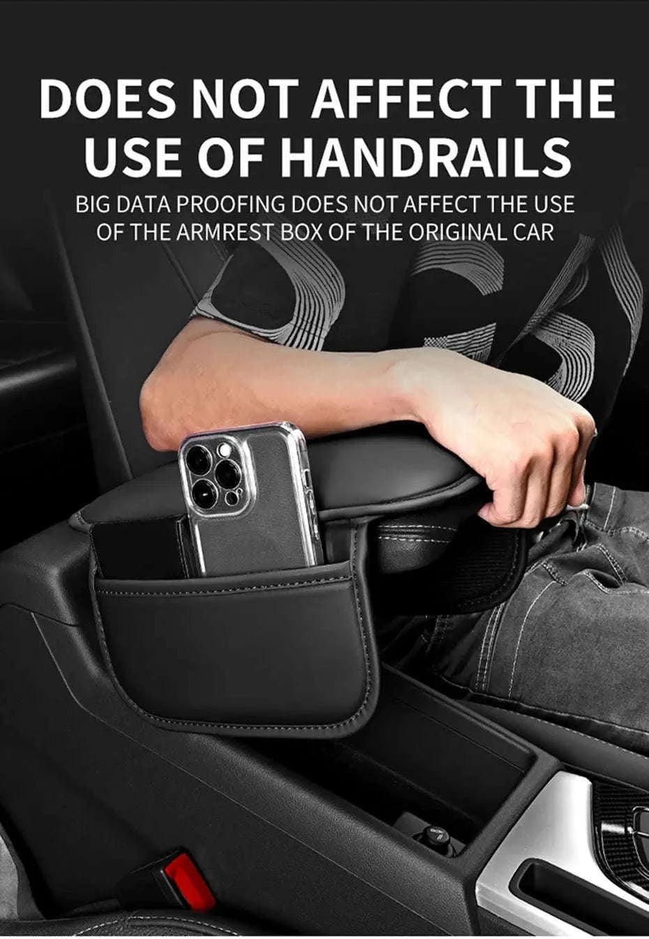 Car Arm Rest Extension Cushion with Storage Bag-Wine