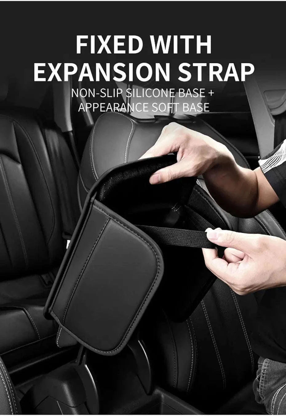 Car Arm Rest Extension Cushion with Storage Bag-Wine