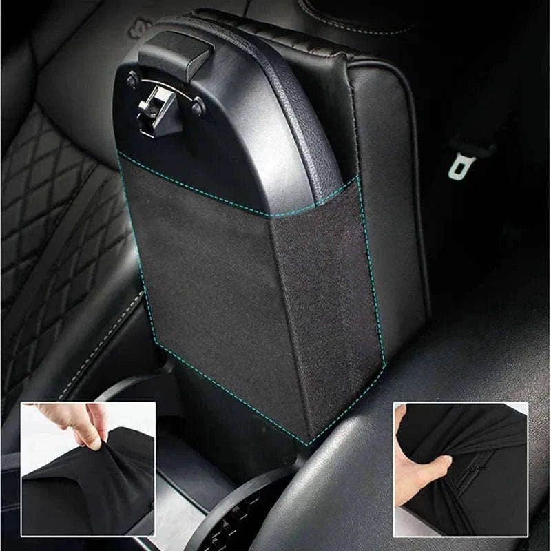 Car Armrest Box Cushion Memory Foam Console Cover-Brown / PU Leather