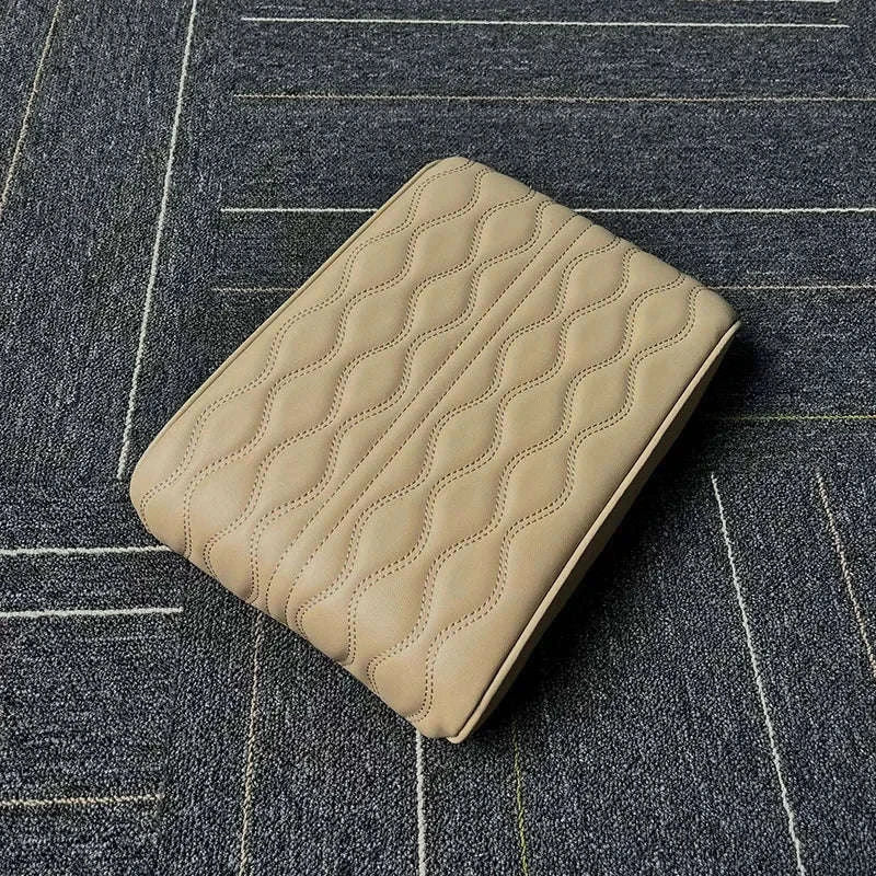 Car Armrest Box Cushion Memory Foam Console Cover-Brown / PU Leather