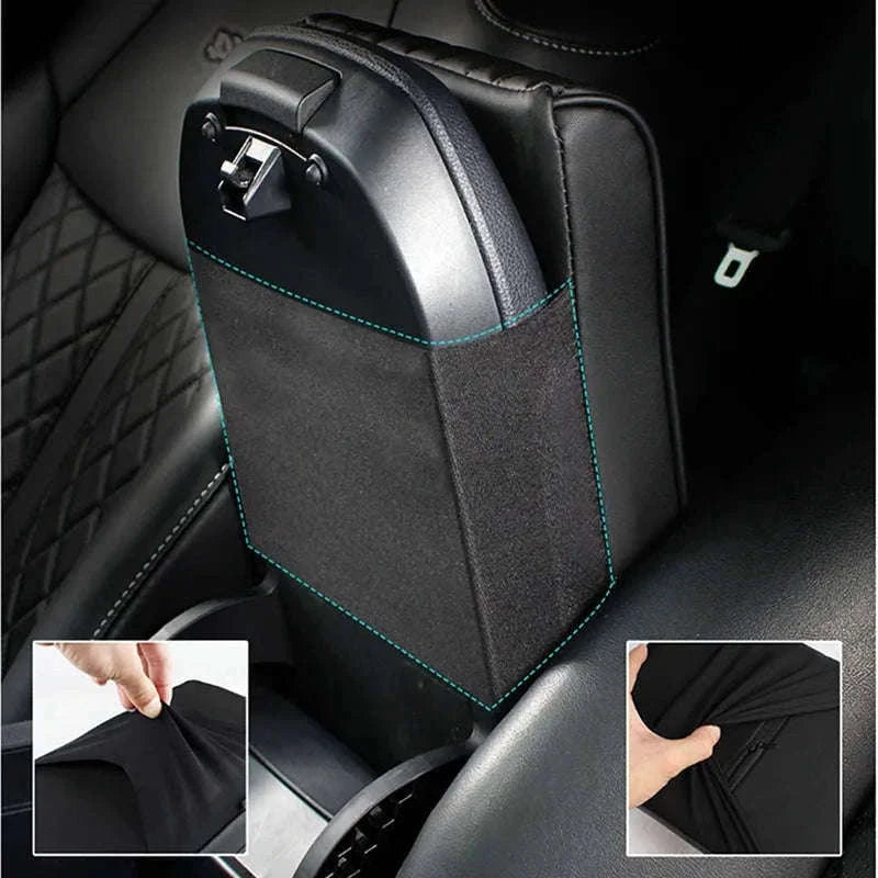 Car Armrest Box Cushion Memory Foam Console Cover-Brown / PU Leather