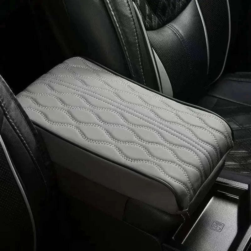 Car Armrest Box Cushion Memory Foam Console Cover-Brown / PU Leather
