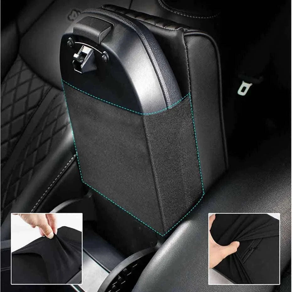 Car Armrest Box Cushion Memory Foam Console Cover-Brown / PU Leather