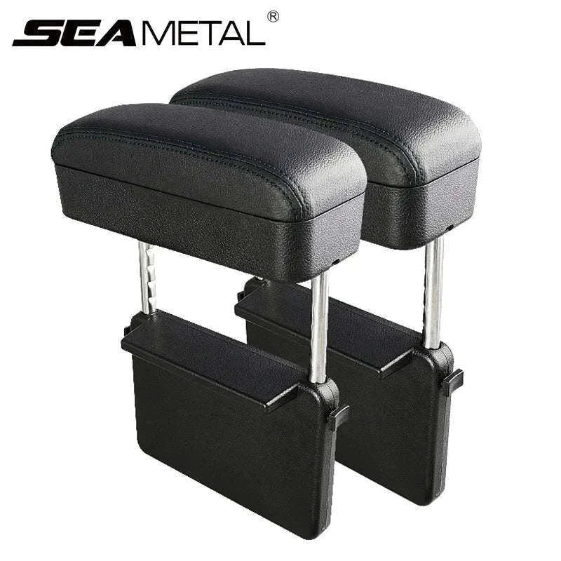 Car Armrest Box Elbow Support Adjustable Seat Gap Organizer Cushion-1 set Black Red