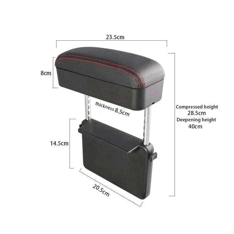 Car Armrest Box Elbow Support Adjustable Seat Gap Organizer Cushion-1 set Black Red