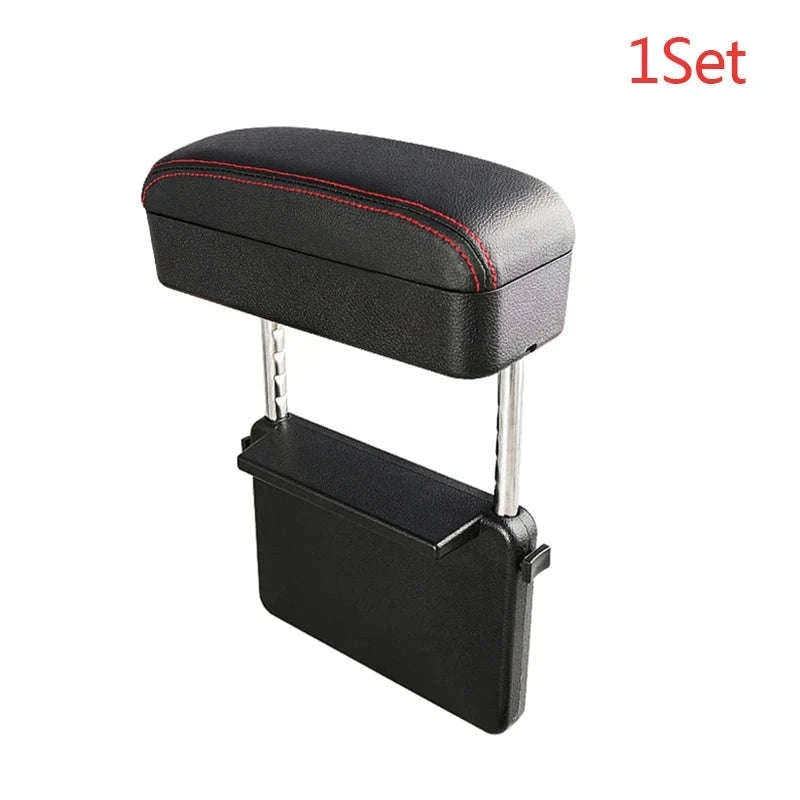 Car Armrest Box Elbow Support Adjustable Seat Gap Organizer Cushion-1 set Black Red