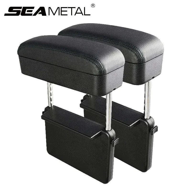 Car Armrest Box Elbow Support Adjustable Seat Gap Organizer Cushion-1 set Black Red
