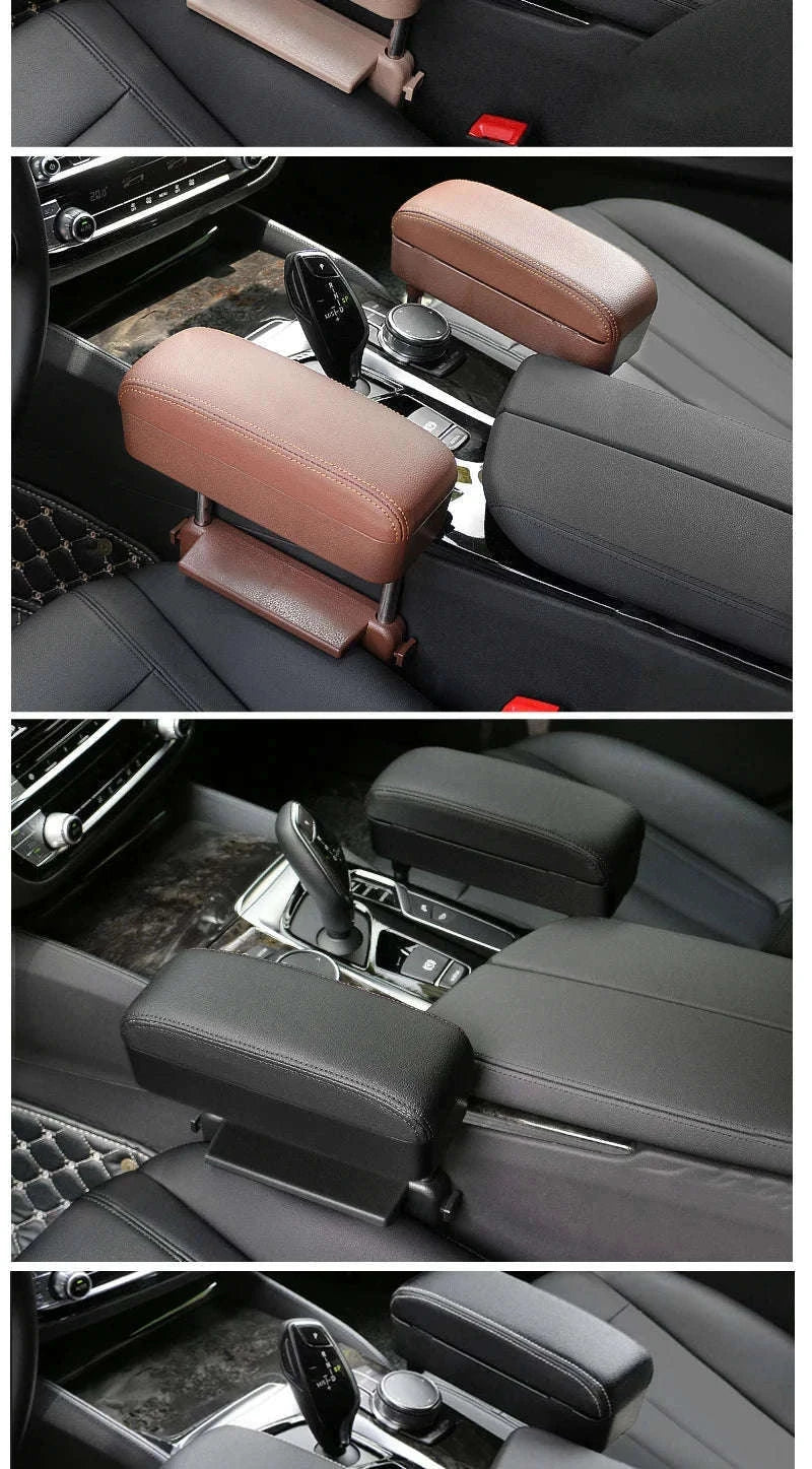 Car Armrest Box Elbow Support Adjustable Seat Gap Organizer Cushion-1 set Black Red