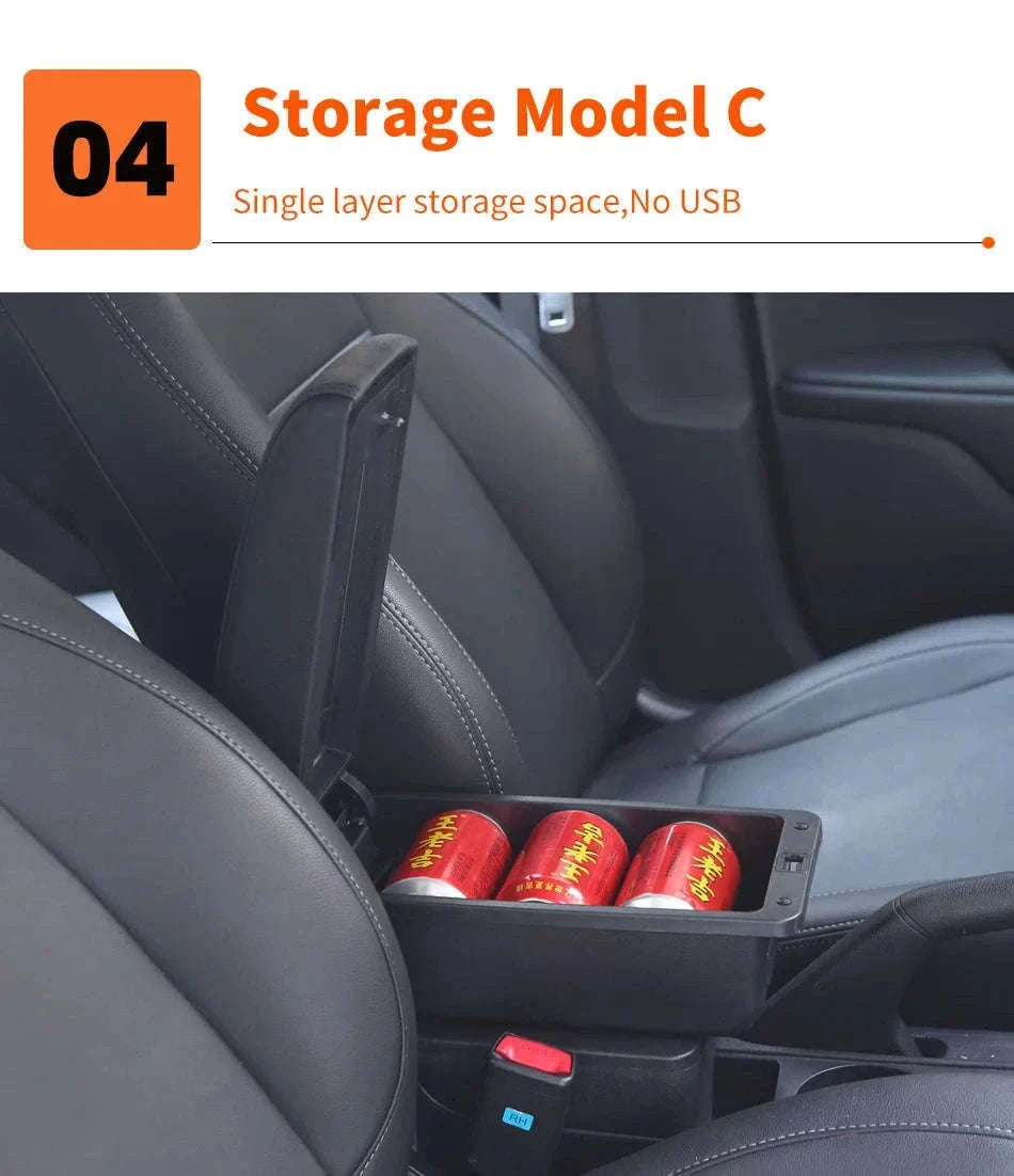 Car Armrest Box for Fiesta MK7 2009-2017-B2 Black line 3USB