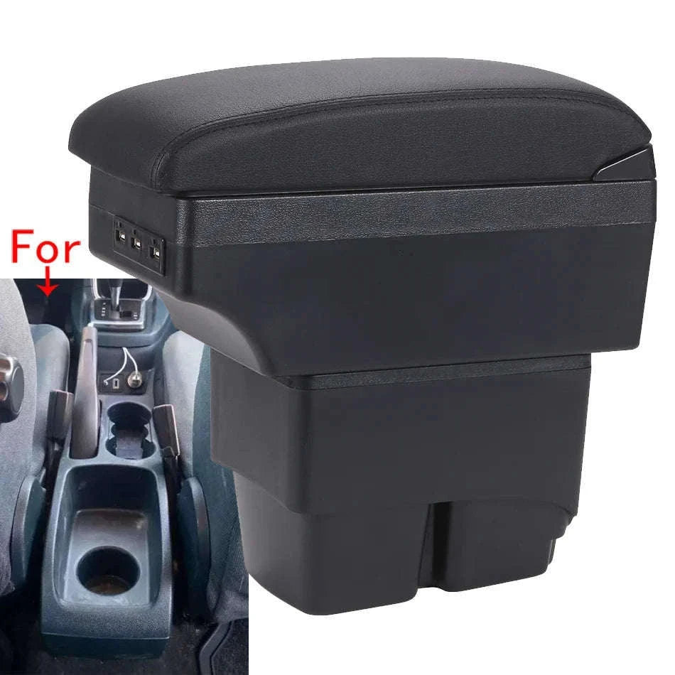 Car Armrest Box for Fiesta MK7 2009-2017-B2 Black line 3USB