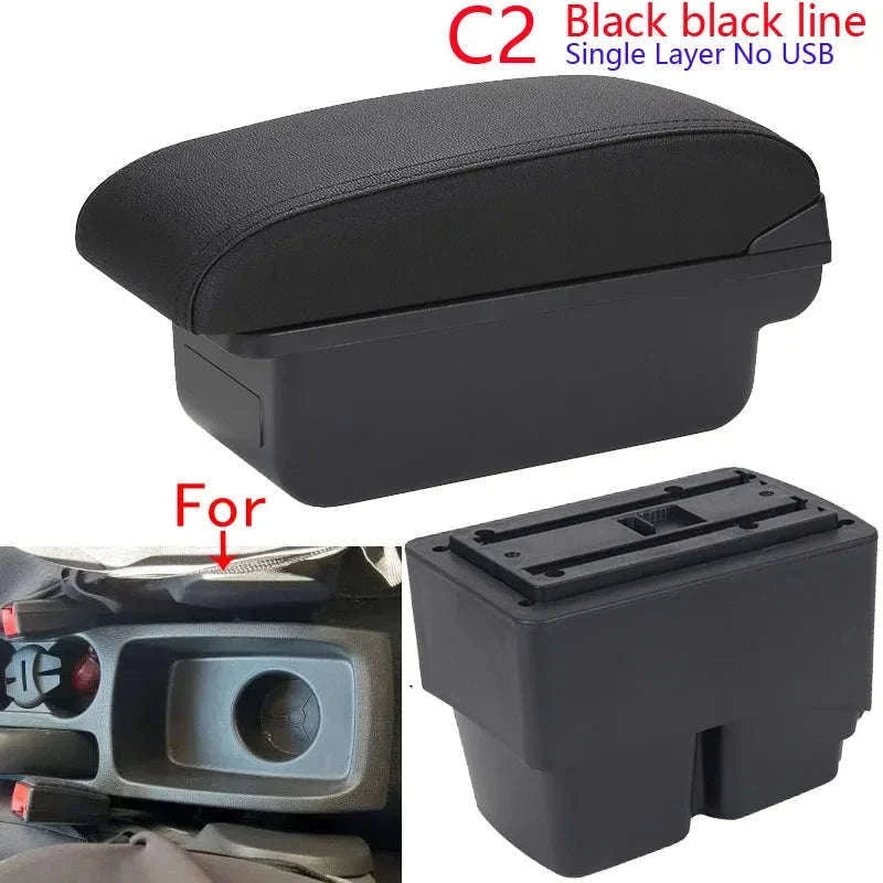 Car Armrest Box for Fiesta MK7 2009-2017-B2 Black line 3USB