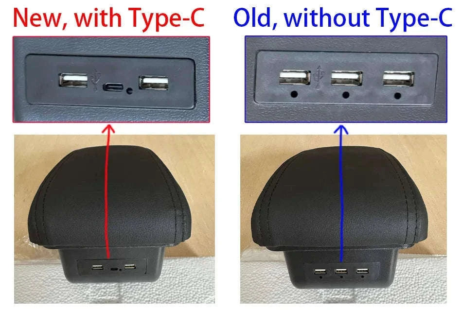 Car Armrest Box for Fiesta MK7 2009-2017-B2 Black line 3USB