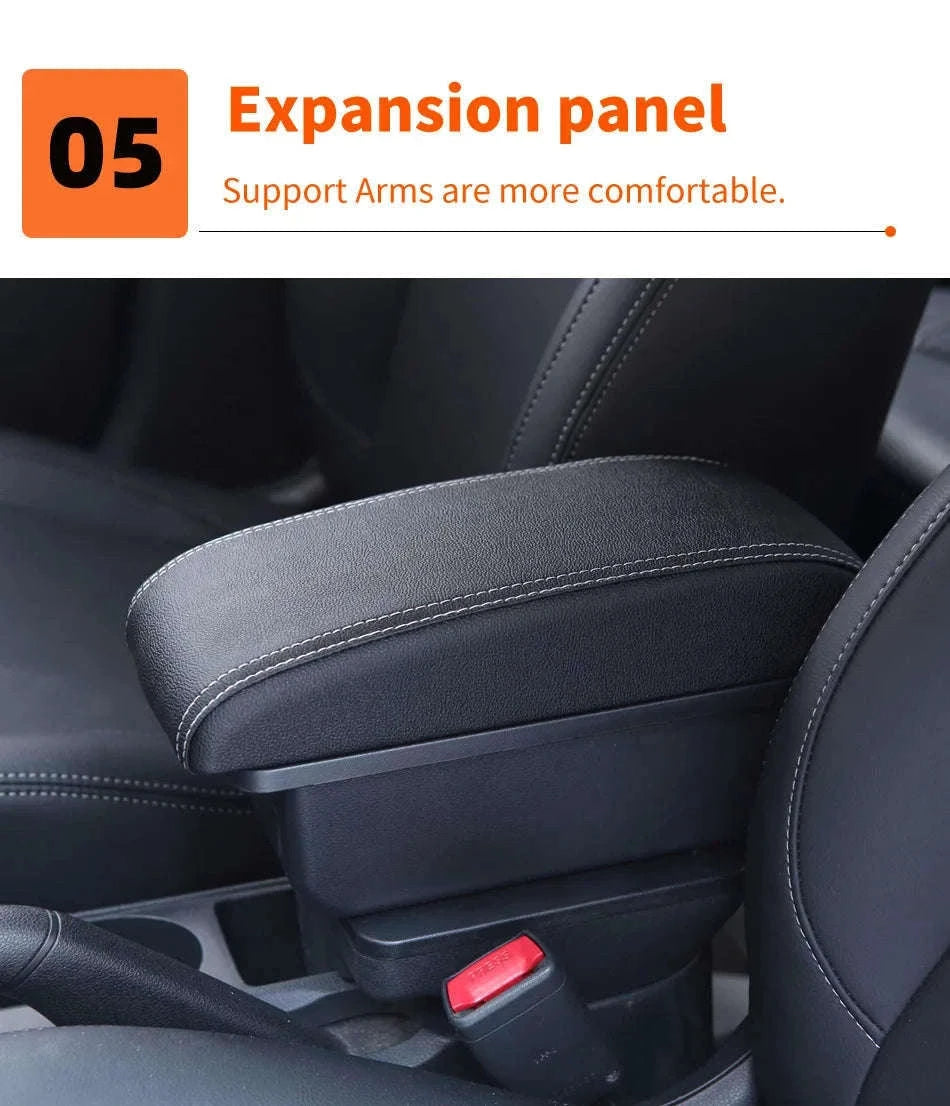 Car Armrest Box for Fiesta MK7 2009-2017-B2 Black line 3USB