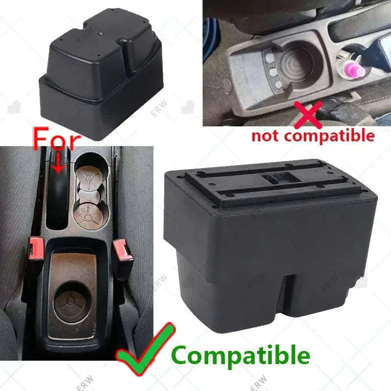 Car Armrest Box for Fiesta MK7 2009-2017-B2 Black line 3USB