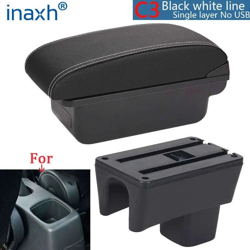 Car Armrest Box for Swift 2005-2024-C3 Black white NOUSB