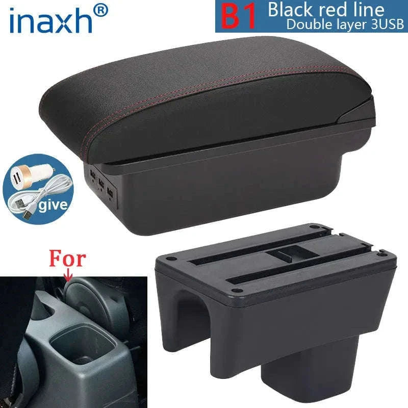 Car Armrest Box for Swift 2005-2024-C3 Black white NOUSB